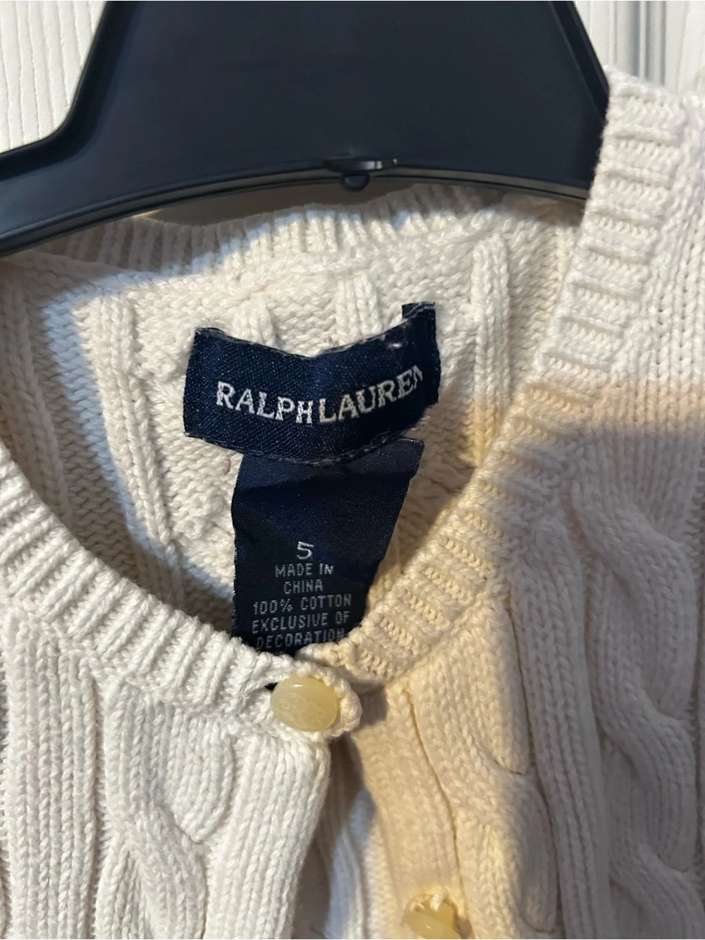 Ralph Lauren Girls' off white Cable Knit Peplum Cardigan